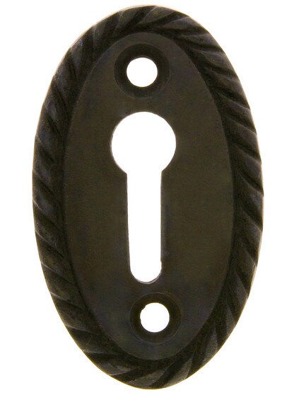 Rope Pattern Brass Keyhole Cover - 1 7/8 x 1 1/8 inch in Oil-Rubbed Bronze.